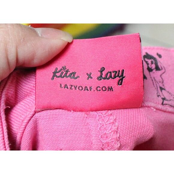 Lazy Oaf Kita Pink Heart Pinup Girl 2 PC Jacket Denim Jean Pants Set Small/24 - Picture 13 of 13